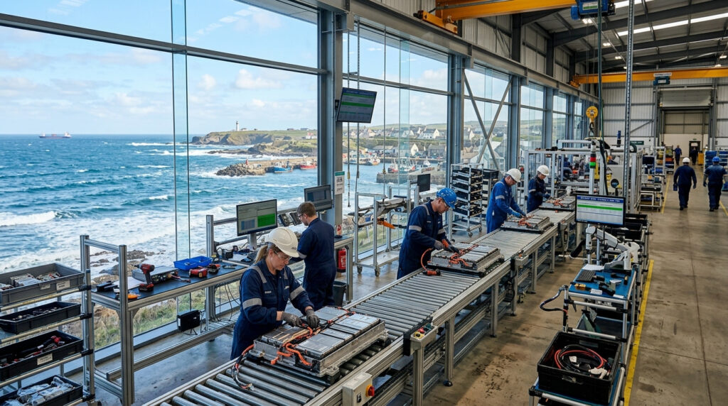 Assembly line in factory