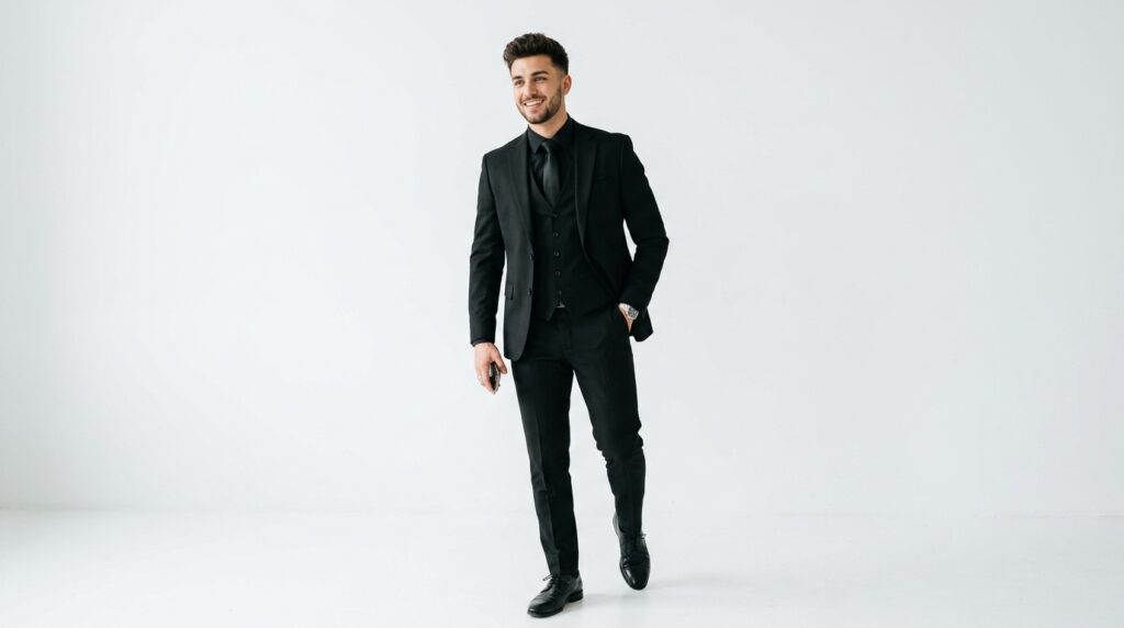 black three piece AI Outfit Generators