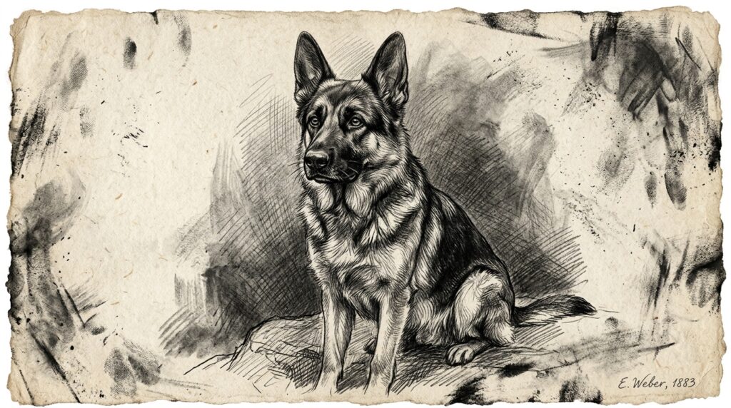 German Shephard Sketch Generated Using 10 Free AI Pet Portrait Generators