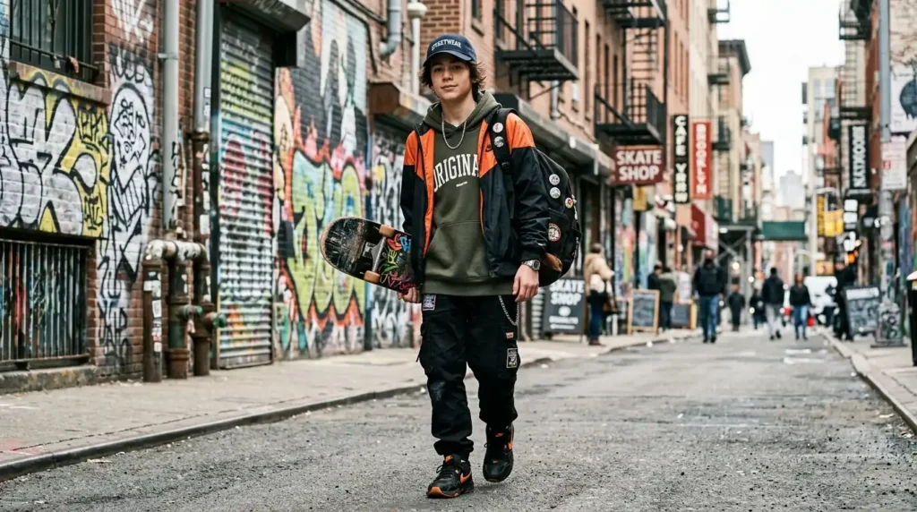 Boy Holding Skateboard Streetwear Gemini Image Prompts For Boys