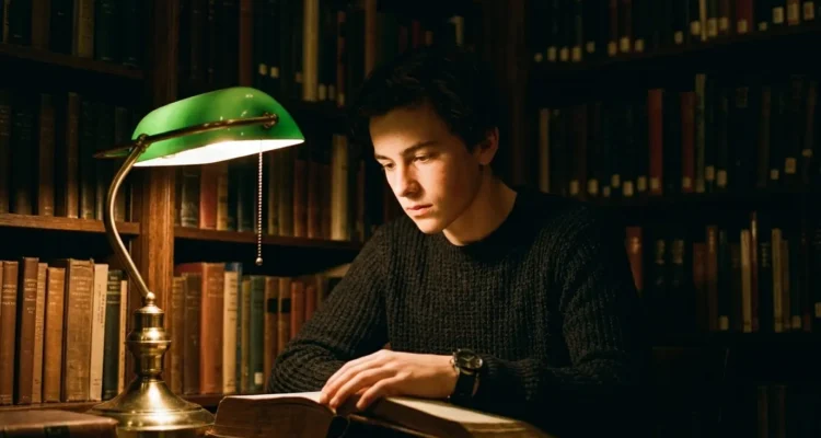 boy in library cinematic Gemini Image Prompts For Boys