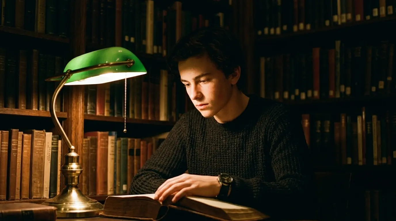 boy in library cinematic Gemini Image Prompts For Boys