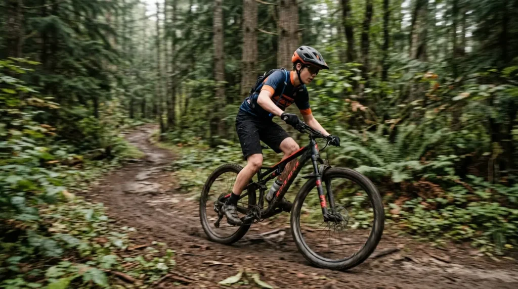 teen cyclist in forest Gemini Image Prompts For Boys